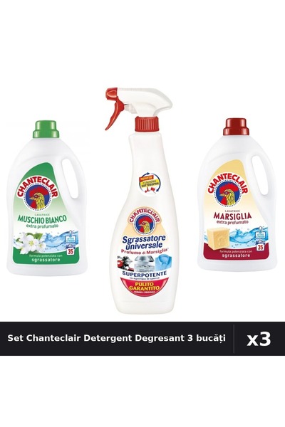 Chanteclair Set 3 Detergent și Degresant 1575ml 600ml - Marsilia, Mosc Alb