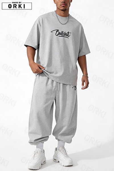 EFFRENATU  Printed Cotton Fabric Unisex Oversize T-Shirt-Sweatpants Set