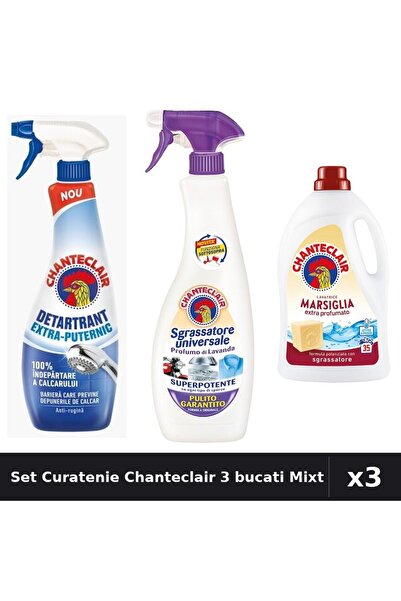 Chanteclair Set 3 Curatenie 1575ml, 625ml, 600ml - Detergent, Detartrant, Deg...