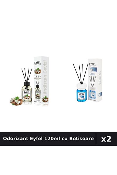 Eyfel Set 2 Odorizante Camera cu Betisoare 120ml - Cool Water, Nuca De Cocos