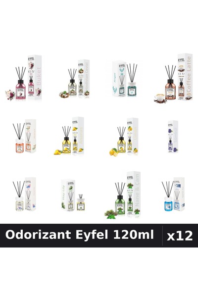 Eyfel Top Bottom Set of 12 Room Air Fresheners with Sticks - 12 Assorted Frag...
