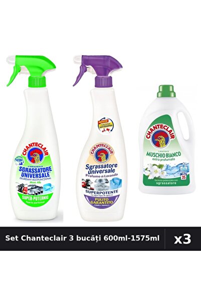 Chanteclair Set 3 Degresant și Detergent 600ml-1575ml - Lămâie, Lavandă, Mosc...