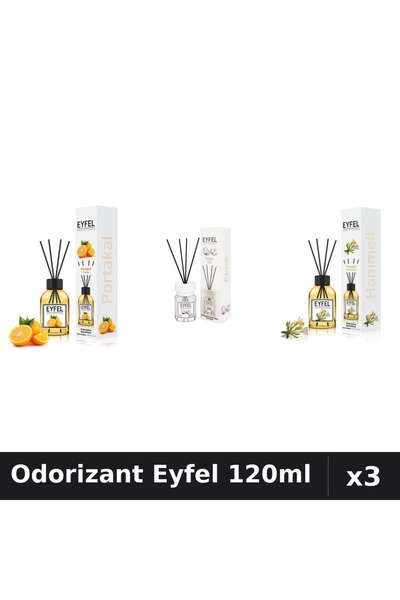 Eyfel Set 3 Odorizante Camera cu Betisoare 120ml - Portocala, Bumbac, Mana Ma...
