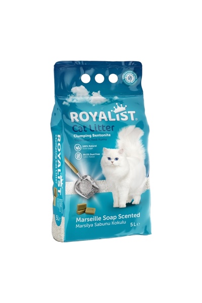 Royalist , NISIP PENTRU PISICI, BENTONITA PREMIUM, 5L, MARSEILLE SOAP - PACHE...