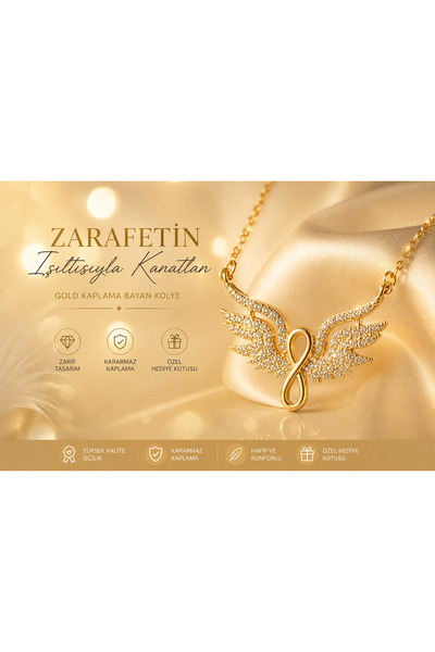 Nior Fashion Zircon Stone Gold Angel Wing Women's Necklace, Elegant Gift Neck...