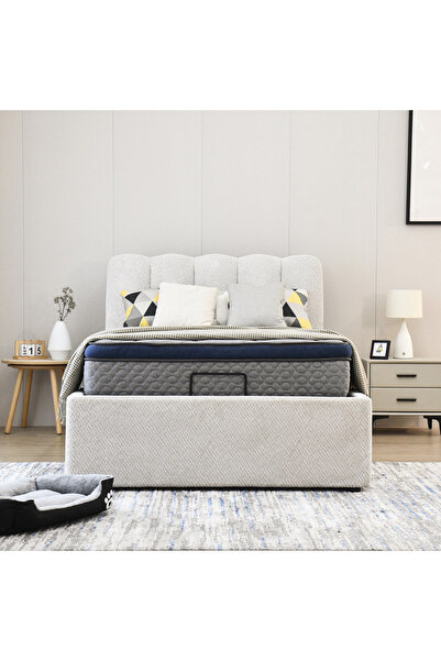 Home Box سرير هامبورغ ألفريسكو مزدوج مع تخزين هيدروليكي وتنجيد فاخر - 120×200 سم