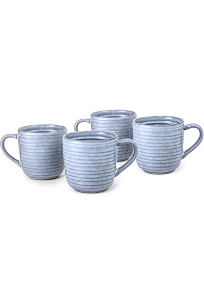 Generic Tia Collection Stoneware Coffee Mug, 420ml, Blue, Set of 4