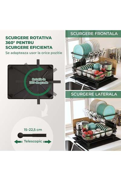Elindor Suport pentru vase etajat Elindor ® Suport pentru farfurii, Scurgător...