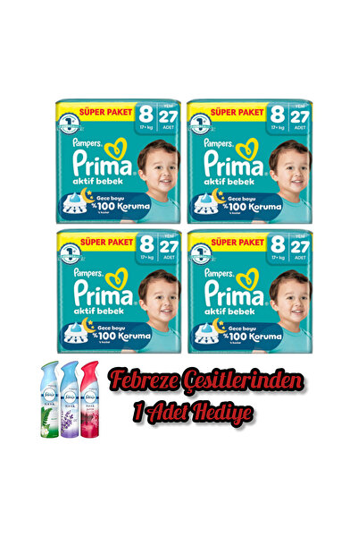 Prima Aktif Bebek 8 Numara 27'li x 4 = 108 Adet