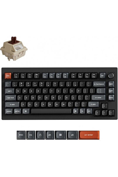 Keychron V1 Ultra 8K V1U-D3 Ασύρματο Μηχανικό Πληκτρολόγιο Gaming 75% με Καφέ...
