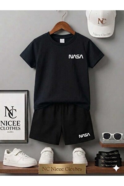 NC Nicee Clothes Summer Children's T-Shirt Shorts Unisex (White Small Nasa Pr...