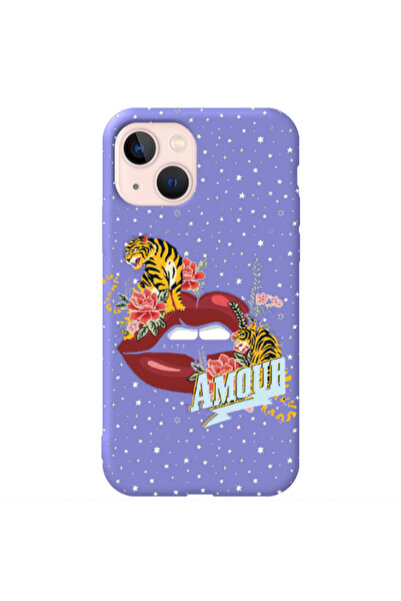 Other Apple iPhone 13 Amour Purple Colored Silicone TPU Θήκη