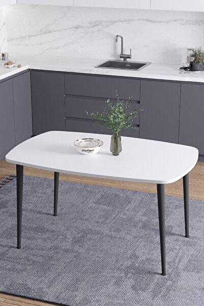 Mufian Concept İskandinav Bohem Oval 60x90 CM Metal Ayaklı Beyaz Mutfak-Yemek...