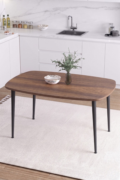 Mufian Concept İskandinav Bohem Oval 60x90 CM Metal Ayaklı Ceviz Mutfak-Yemek...