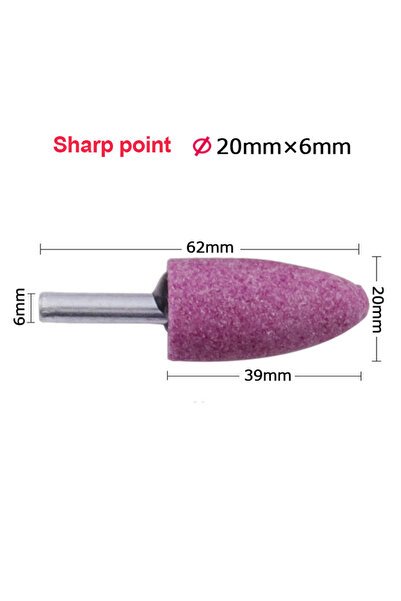 Choice 20mm 6mm Shank Red Corundum Conical Grinding Head For Metal Polishing ...