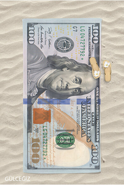 Home Dolar Desenli Dijital Baskılı Plaj Sahil Havlusu Pamuklu Plaj Havlusu De...