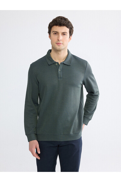 LC Waikiki Nevavm Polo Collar Men's Sweatshirt with a Difference
