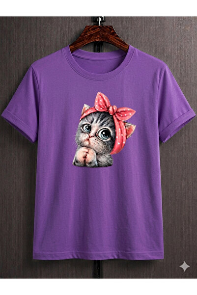 VODEXA Tricou oversize unisex CLEANING CAT Imprimat 100% bumbac Tricou confor...