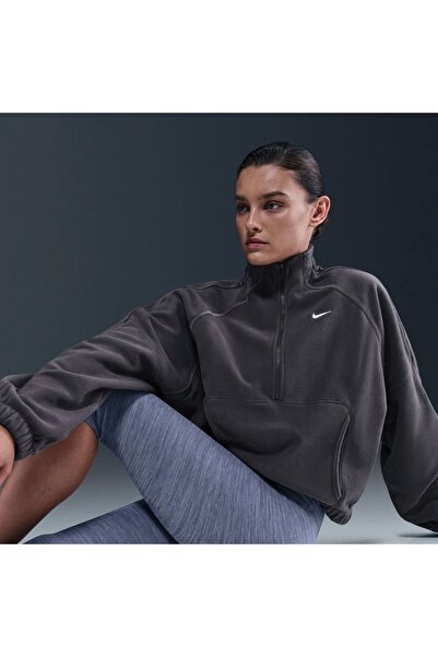 Nike One Therma-FIT HZ Top Polar Kadın Gri Sweatshirt KUZEY SPORT