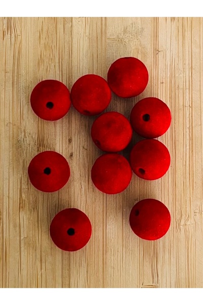 Öztürk Tuhafiye Velvet Coated Beads 20mm. 10 Pieces in a Pack. Red.