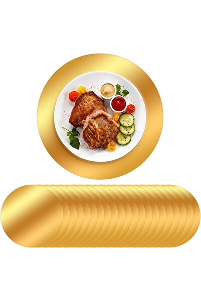 Arabest 50-Pack Gold Round Paper Placemats,13 Inch Disposable,Waterproof,Oil ...