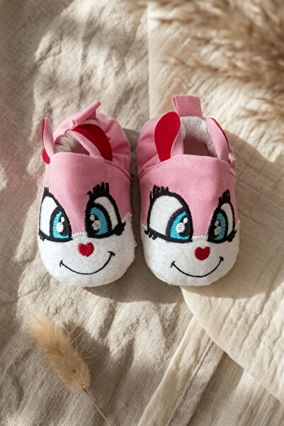 Babydonat Mallow Rabbit Pink Rabbit Figured Embroidered Baby Booties - Soft T...