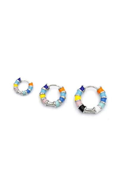 Marsilyan Nvdn- Ieg - 3-Piece Colorful Hoop Earrings - Silver Iegrs-Nvdn1