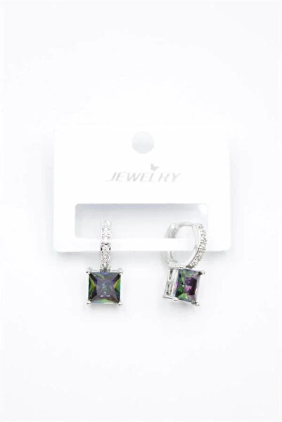 Marsilyan Nvdn- Ieg - Square Stone Earrings - Silver Iegrs-Nvdn1