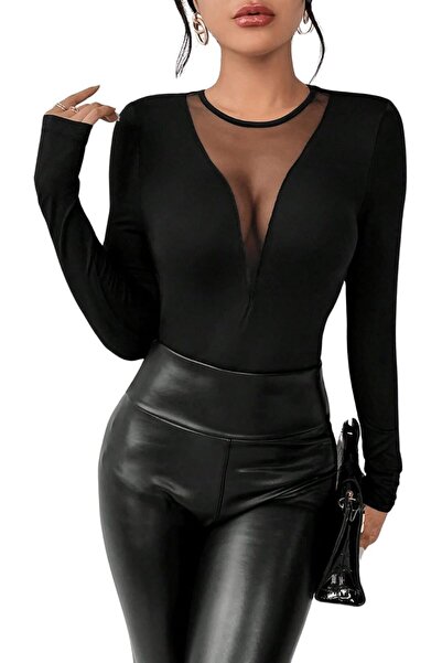 GORGLITTER Elegant Women's Long Sleeve Mesh Top Autumn Shirts Party Outfit Lo...