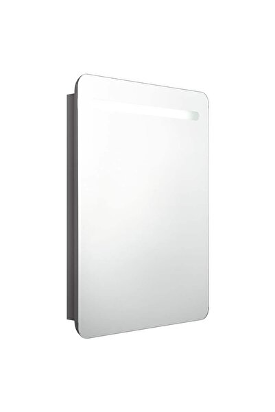 vidaxl Dulap de baie cu oglindă și LED, gri strălucitor, 60x11x80 cm