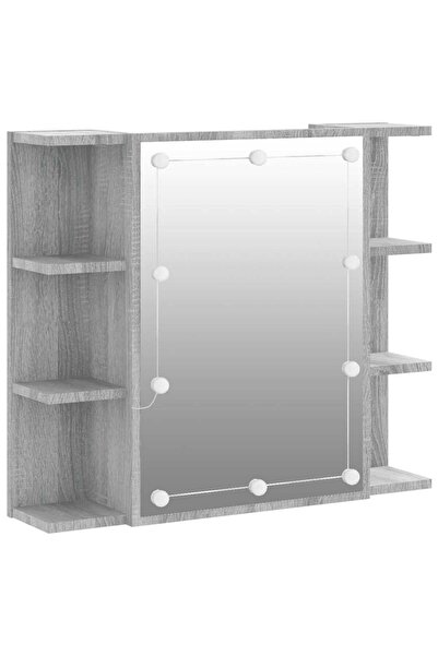 vidaxl Mirror cabinet with LED, sonoma grey, 70x16.5x60 cm
