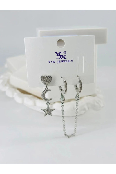 Marsilyan Nvdn- Ieg - Zircon Stone Triple Combination Earrings Iegrs-Nvdn1