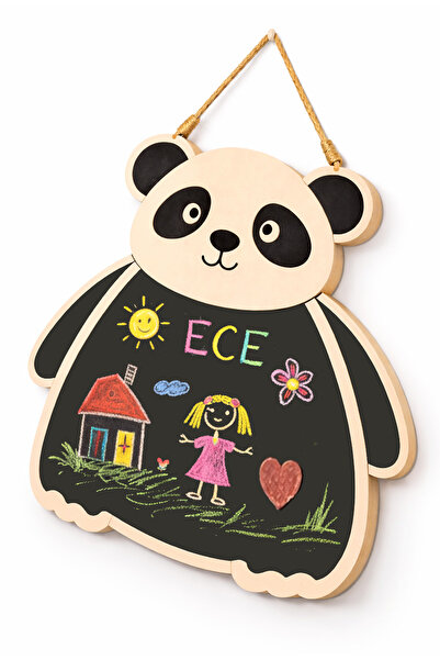 NCPUZZLES Wooden Blackboard with Panda Figure, 55 cm X 51 Cm, Children's Room...