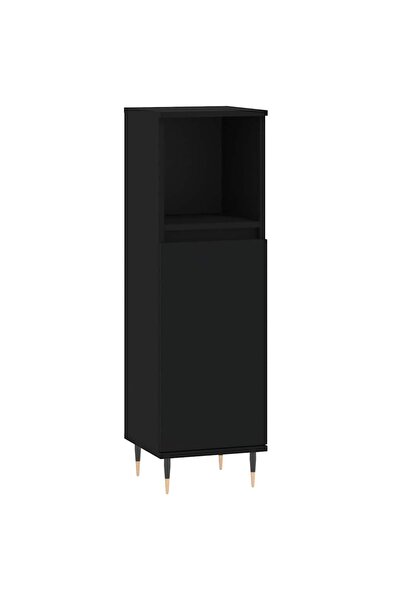 vidaxl Bathroom cabinet, black, 30x30x100 cm, processed wood
