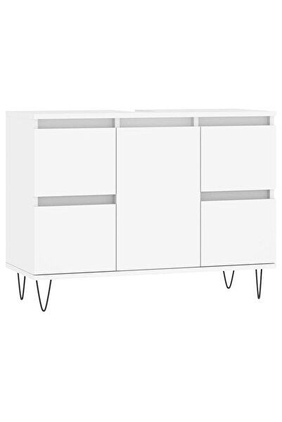 vidaxl Dulap pentru baie, alb, 80x33x60 cm, lemn compozit