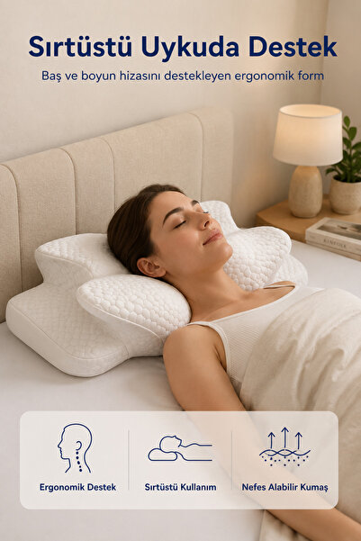 EpiRelax Sırtüstü ve Yan Yatışa Uygun Boyun Destek Yastığı Visco
