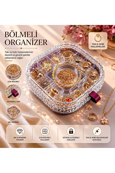 Banum Luxury Şık Bölmeli Çok Amaçlı Takı Hobi Organizer