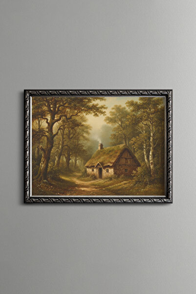 epiqart Cottage in the Forest - Vintage Patterned Frame - Slim Model