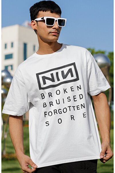SEVBANO Nin Rock Metal Music Band Printed Unisex Oversize T-Shirt