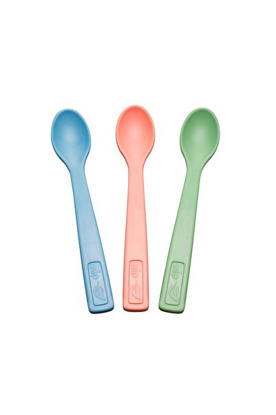 Nip Комплект от 3 цветни бебешки лъжички Eat Green, изработени от био пластма...