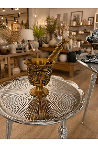 Handmade ESTERHOMEDECOR Geyik işlemeli pirinç havan