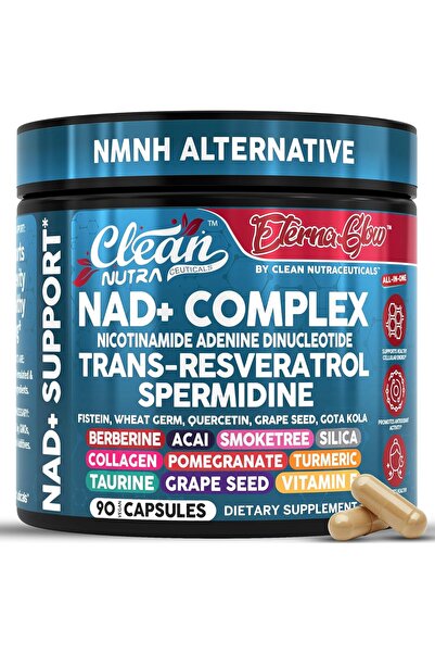 Clean Nutraceuticals NAD Spermidine Fisetin Quercetin Grape Seed Gotu Kola Be...