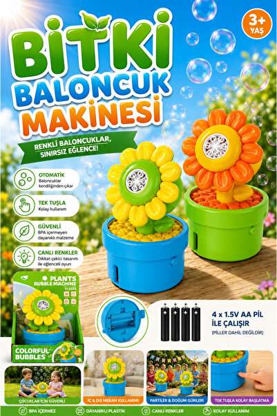 welcomein Oyuncak Pilli Işıklı Baloncuk Çıkaran Saksılı Çiçek