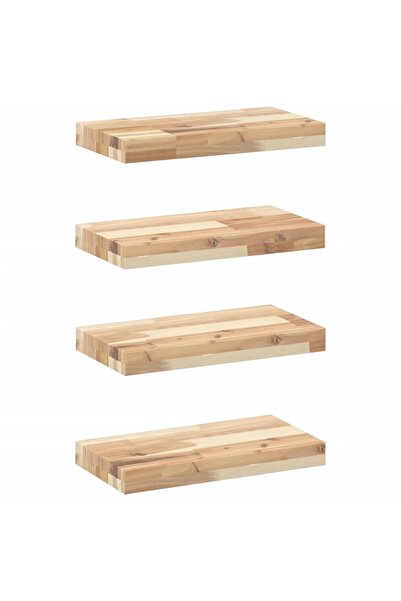 vidaxl Rafturi suspendate 4 buc. 60x20x4 cm lemn masiv acacia netratat