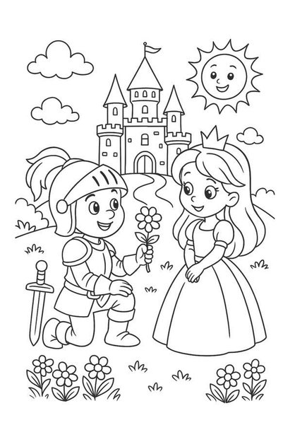 Jüpiter Çocuk Yayınları Magic Kingdom Coloring Book |   Princes, Princesses, and Dragons Coloring Book for Kids |   A4 - 32 Sheets