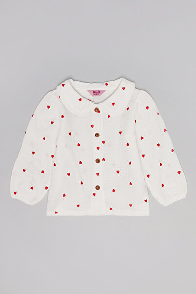 R&B Embroidered Shirt with Spread Collar and Long Sleeves