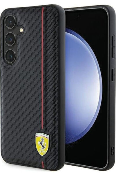 OEM Husă spate din plastic negru cu imprimeu carbon (Galaxy S24)