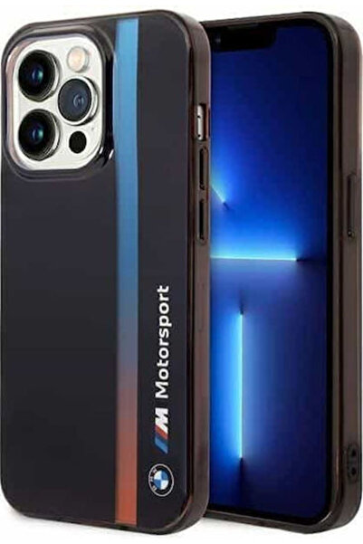 BMW Τρίχρωμη Ριγέ Θήκη Πλάτης Σιλικόνης Μαύρη (iPhone 14 Pro) Κωδικός: BMHCP1...