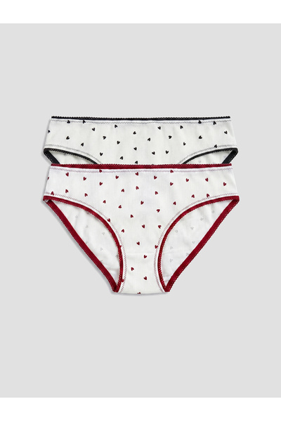 LC Waikiki Chiloți de bikini cu imprimeu inimioare, pachet de 2