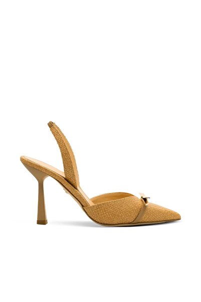 Vario Pointed Toe Slingback Stiletto Women's Heeled Shoes 894 Cammello
